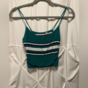 Green striped Cropped Tank